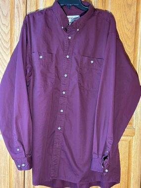 Wrangler Men's Button-Down Long Sleeve Shirt - Maroon vintage Size 2XLT